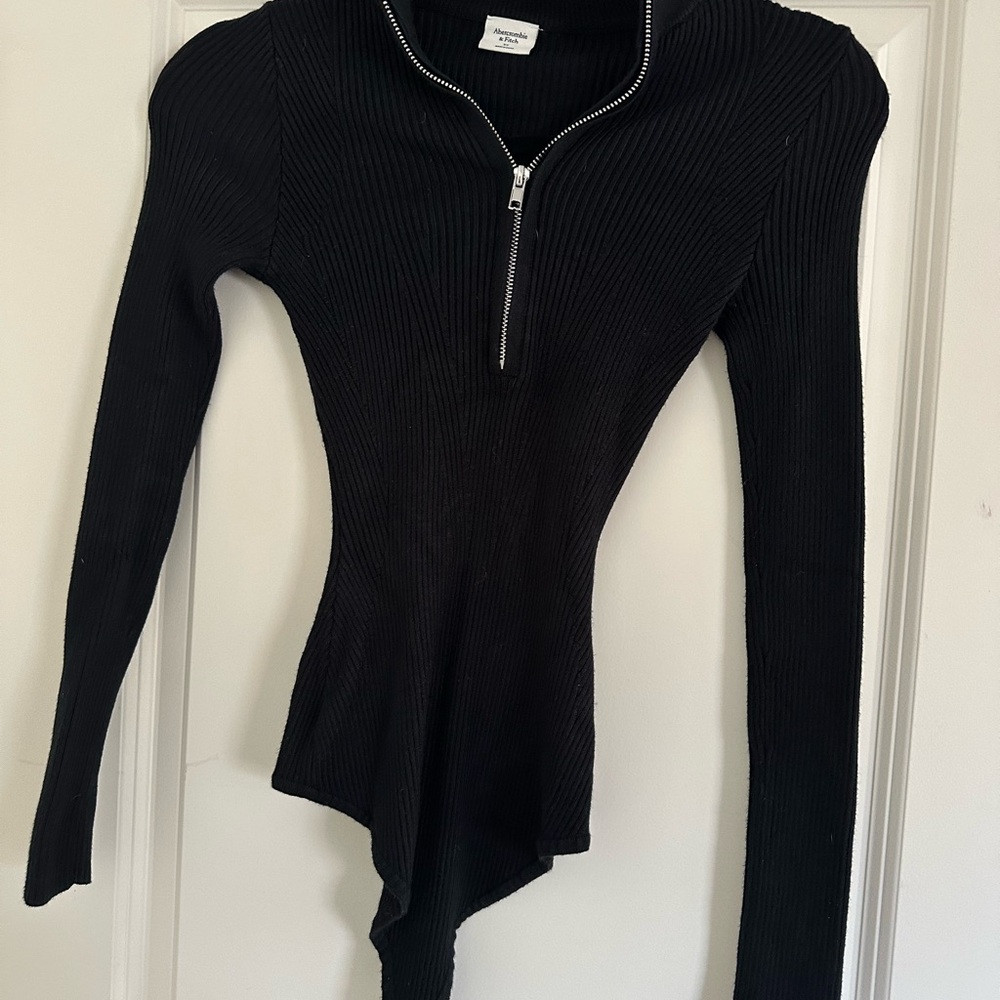 Abercrombie & Fitch Black Ribbed Bodysuit